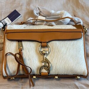 Rebecca Minkoff Tan and White Leather Crossbody Bag